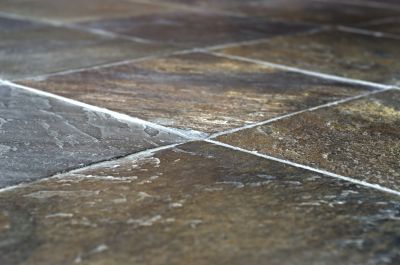 Natural stone flooring and accents